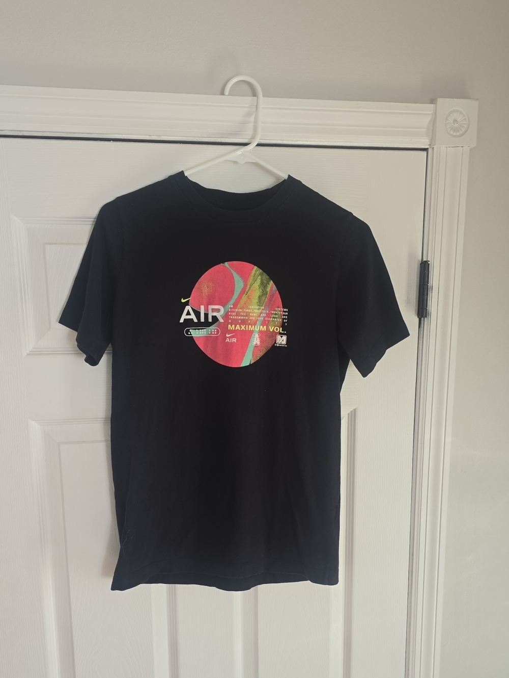Nike Black Tee with Pink & Green Circular AIR Graphic